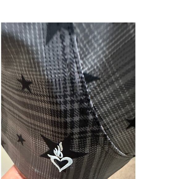 Torrid Active 48B Star Print Sports Bra – Gray Black Plaid Power Mesh Support - Picture 7 of 11